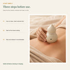 Electric body-care device used on clean intact external skin with three cautious first-use steps