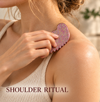 Styled illustration of the gua sha used at the shoulder