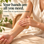 An adult using their hands to massage a forearm with DemiBu Botanical Massage Oil