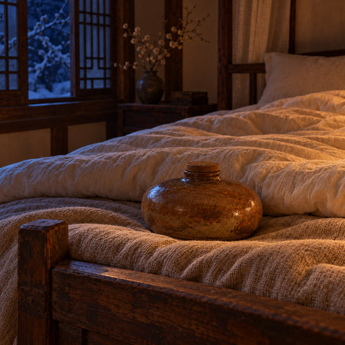 Historic portable warmth objects beside the DemiBu neck wrap