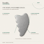 Light silver-gray titanium gua sha showing its contour notch, curved edge and ridges