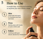 Styled promotional illustration of mist being sprayed toward a person's face
