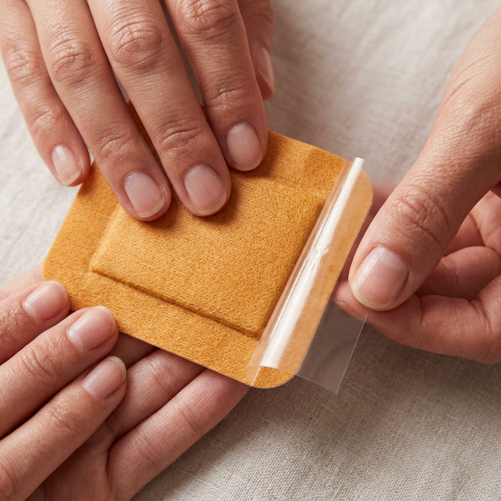 DemiBu Multi-Zone Herbal Body Comfort Patch - Peeling Ritual and Hand Scale