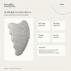 Crystalline Silver titanium gua sha with product dimensions and weight