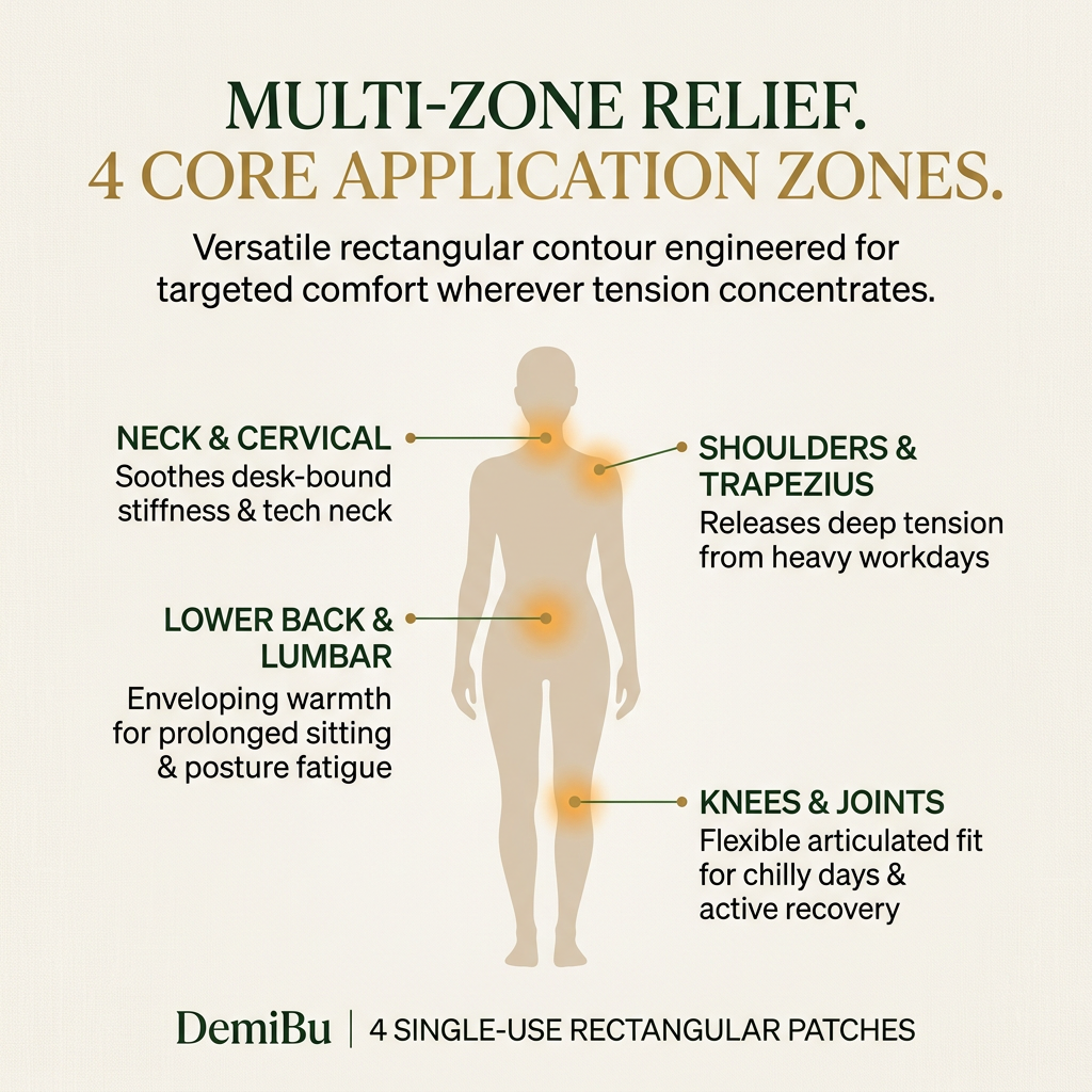 DemiBu Multi-Zone Relief 4 Core Application Zones Anatomical Diagram - Warm Palette