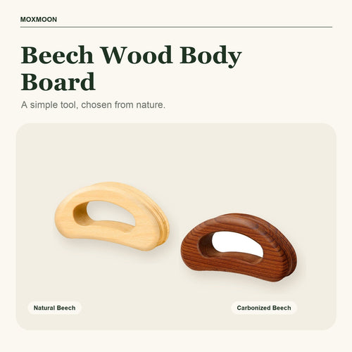 Natural and carbonized beech wood body gua sha boards by Moxmoon