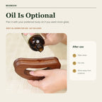 Optional body oil shown with a carbonized beech wood body board
