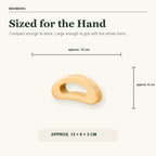 Natural beech wood body board with approximate dimensions of 13 by 6 by 3 centimeters