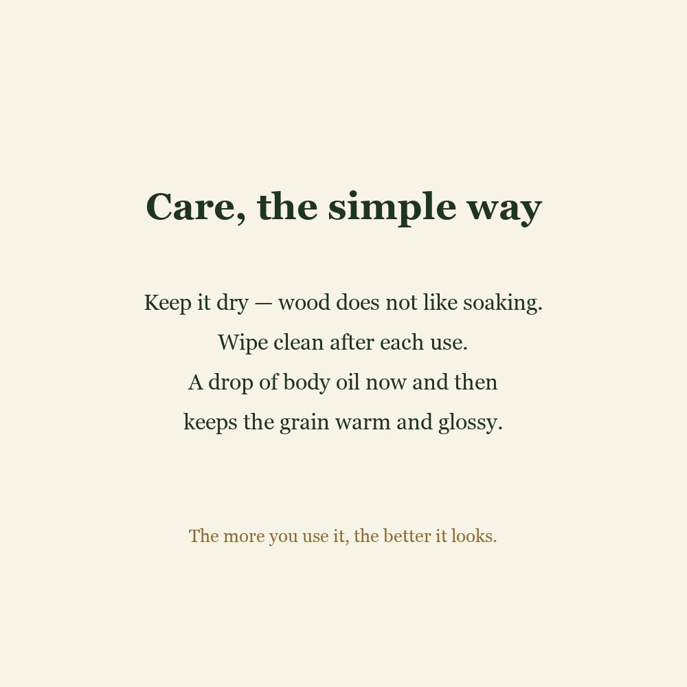 Simple wood care instructions for a wooden scalp comb